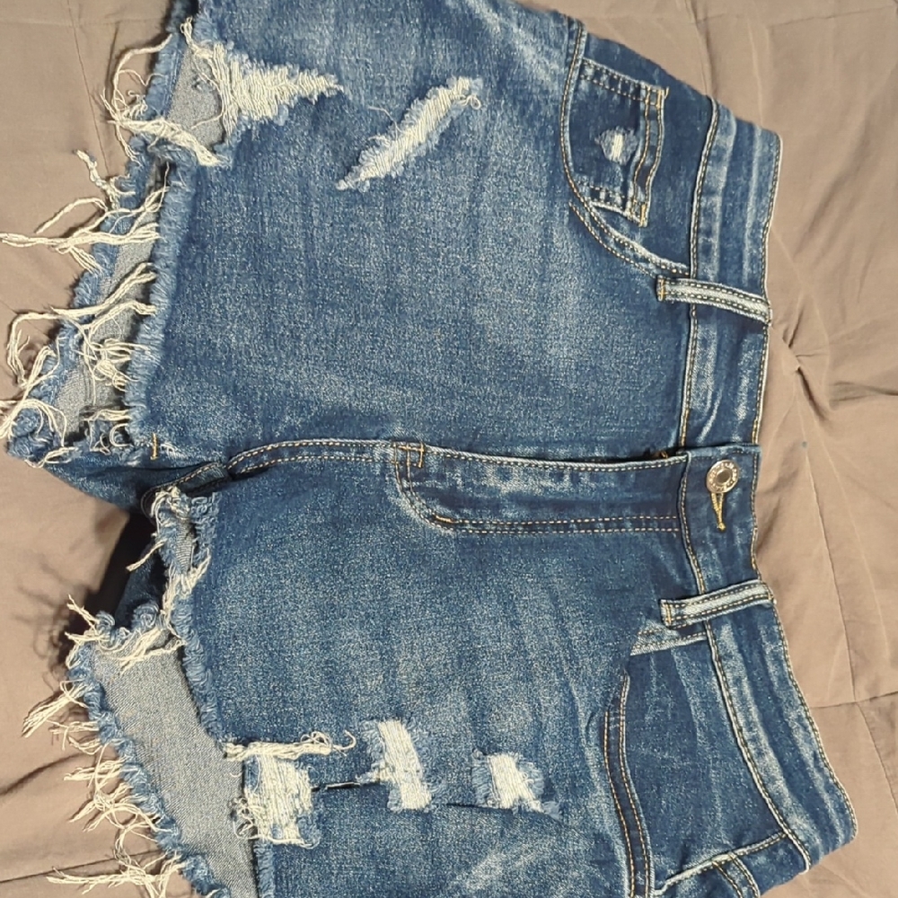 Blue Distressed Jean Shorts